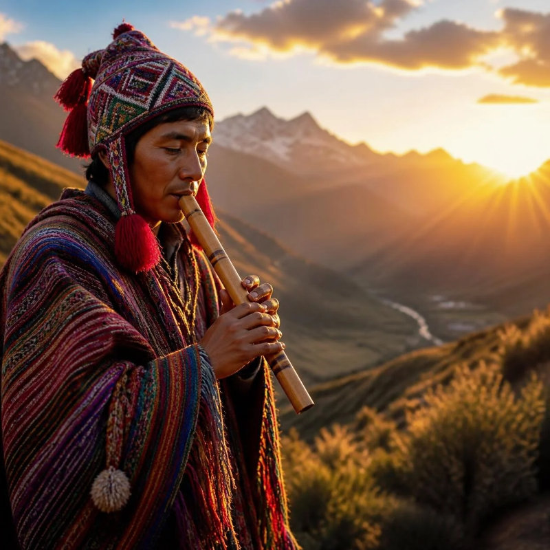Peruaner mit Quena