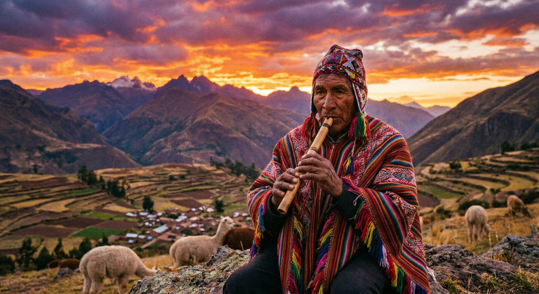 Peruaner mit Quena